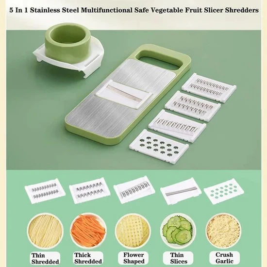 5 in 1 Vegetable Cutter with Blades – Multi-Functional Slicer, Grater & Chopper for Kitchen Use