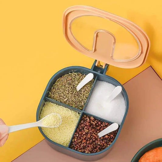 4 in 1 Spice Box – Multipurpose Seasoning Storage Container with Spoons