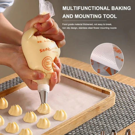 25Pcs Disposable Pastry Icing Bag Cake Decorating with All Size Nozzles