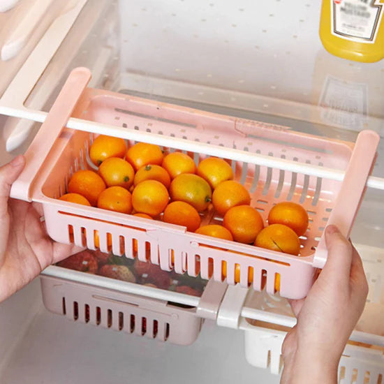 Adjustable Fridge Drawer Basket – Space-Saving Organizer for Refrigerator Storage