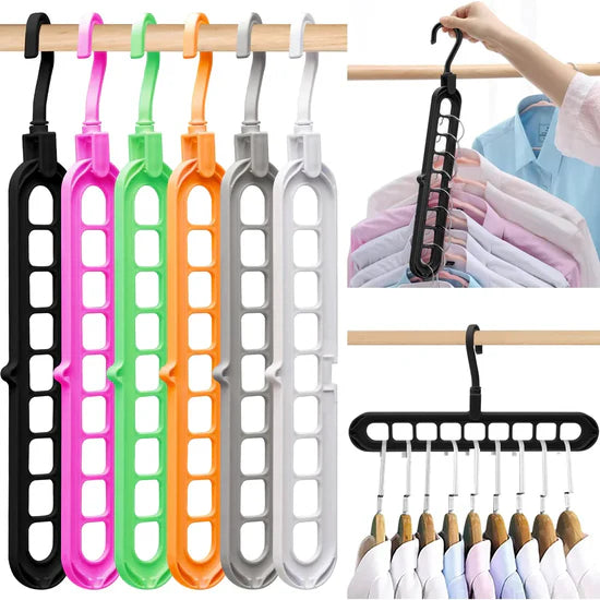 9-Hole Foldable Magic Hanger – Space-Saving Clothes Organizer for Wardrobe & Closet