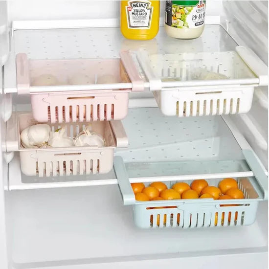 Adjustable Fridge Drawer Basket – Space-Saving Organizer for Refrigerator Storage