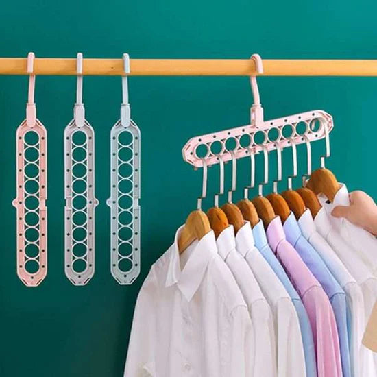 9-Hole Foldable Magic Hanger – Space-Saving Clothes Organizer for Wardrobe & Closet