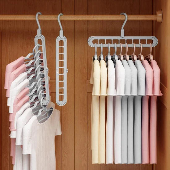 9-Hole Foldable Magic Hanger – Space-Saving Clothes Organizer for Wardrobe & Closet