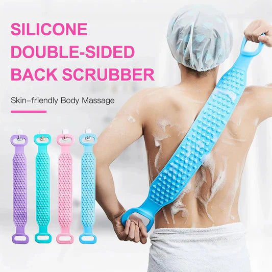 Silicone Back Scrubber Strap – Double-Sided Exfoliating Bath Body Brush