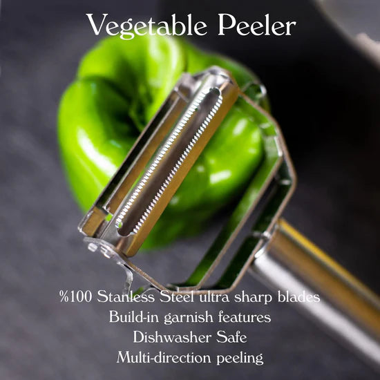 Julienne Vegetable Peeler – Stainless Steel Dual Blade Cutter for Veggies & Fruits