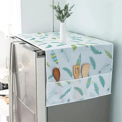 Fridge Cover Organizer – Dustproof Top Cover with Side Storage Pockets for Kitchen Essentials