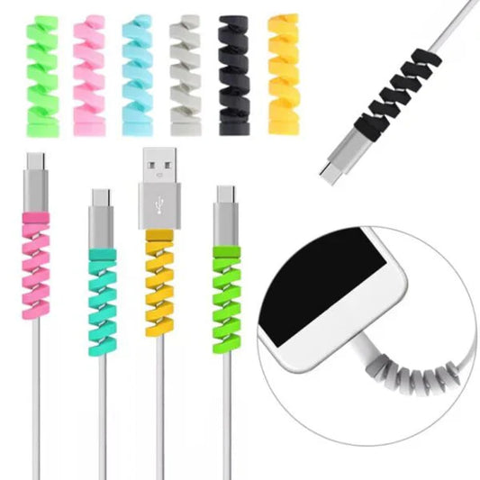 4Pcs Spiral Silicone Cable Protector for Android & iPhone – Durable Wire Saver