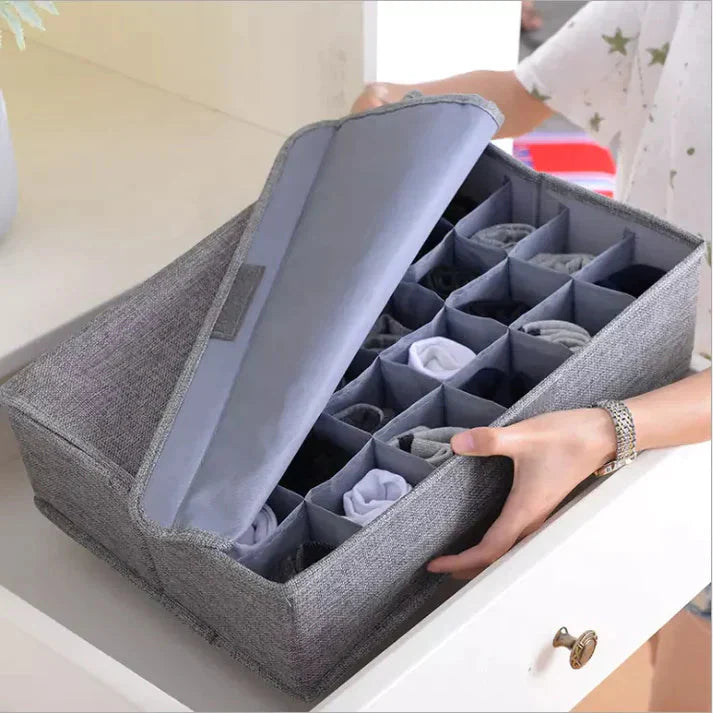 24-Grid Storage Organizer – Foldable Drawer Divider Box for Clothes & Accessories