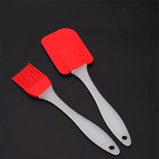 2-Pack Silicone Spatula & Brush – Heat Resistant Cooking & Baking Utensils