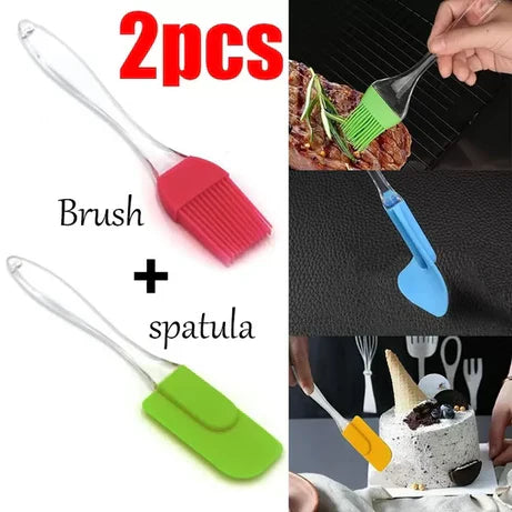 2-Pack Silicone Spatula & Brush – Heat Resistant Cooking & Baking Utensils