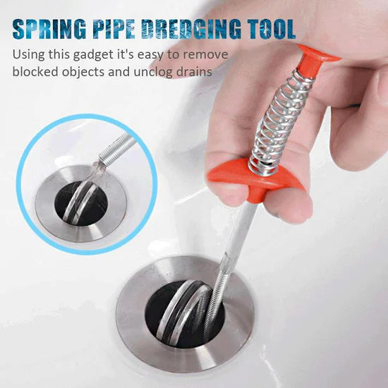 Spring Pipe Dredging Tool – Flexible Sink & Drain Clog Remover