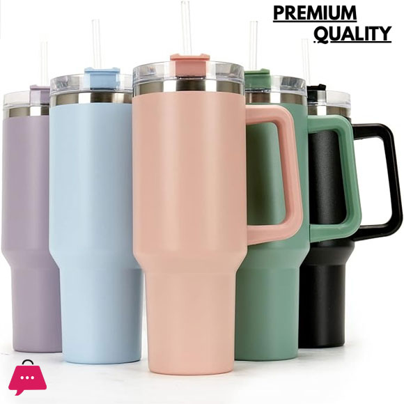 Plain Tumbler with Straw Coffee Mug for Travel 40oz