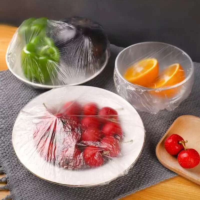 100Pcs Disposable Plastic Food Wrap – Stretchable Food Storage Covers for Freshness